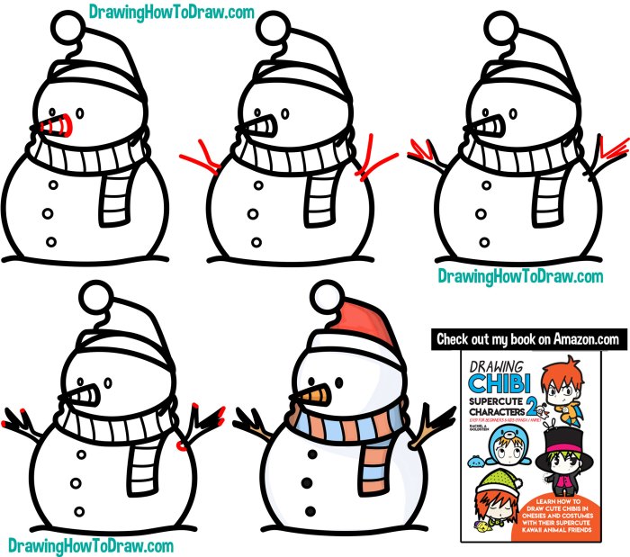 Christmas snowman drawing stuff easy things draw drawings getdrawings paintingvalley